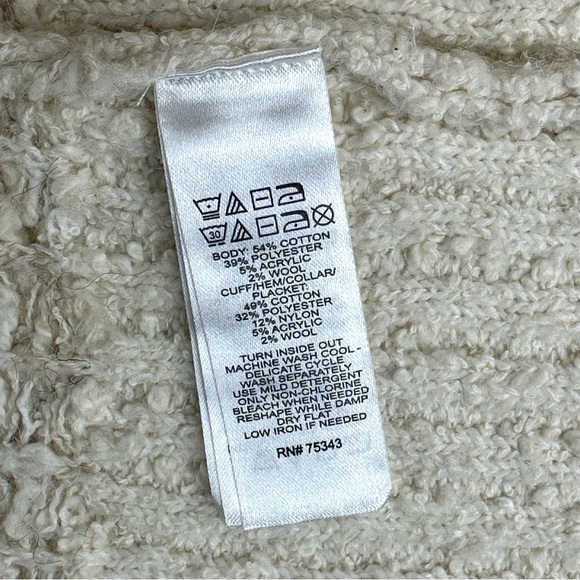 JOIE Longline Nordic Duster Cardigan in Cream/Tan Bouclé Knit Size X-Small (NWT) - Picture 13 of 14